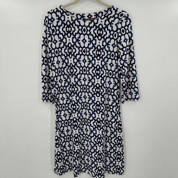 Tommy Bahama Hawaiian Geometric Stretch‎ Long Sleeve Blue White Size XS - Picture 1 of 3